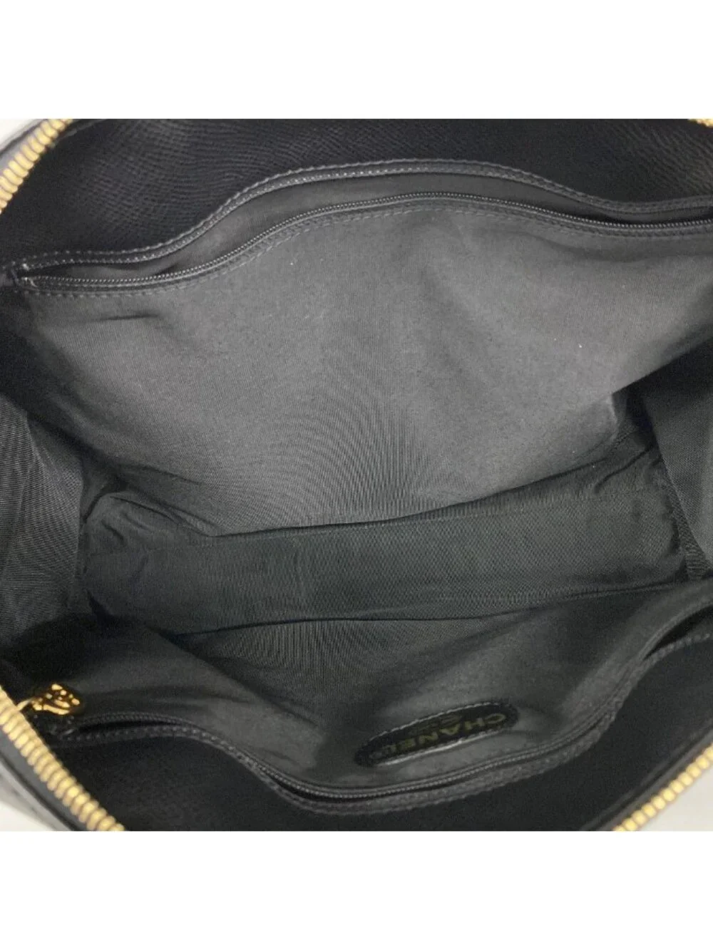 Chanel Tote Leather Black Gold